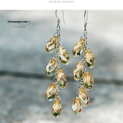 Bead Curtain Silver Needle Jewelry Crystal Earrings