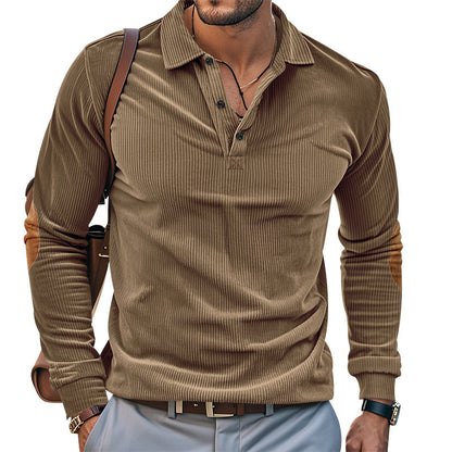 American Men's T-shirt Spring And Autumn Long Sleeve Corduroy
