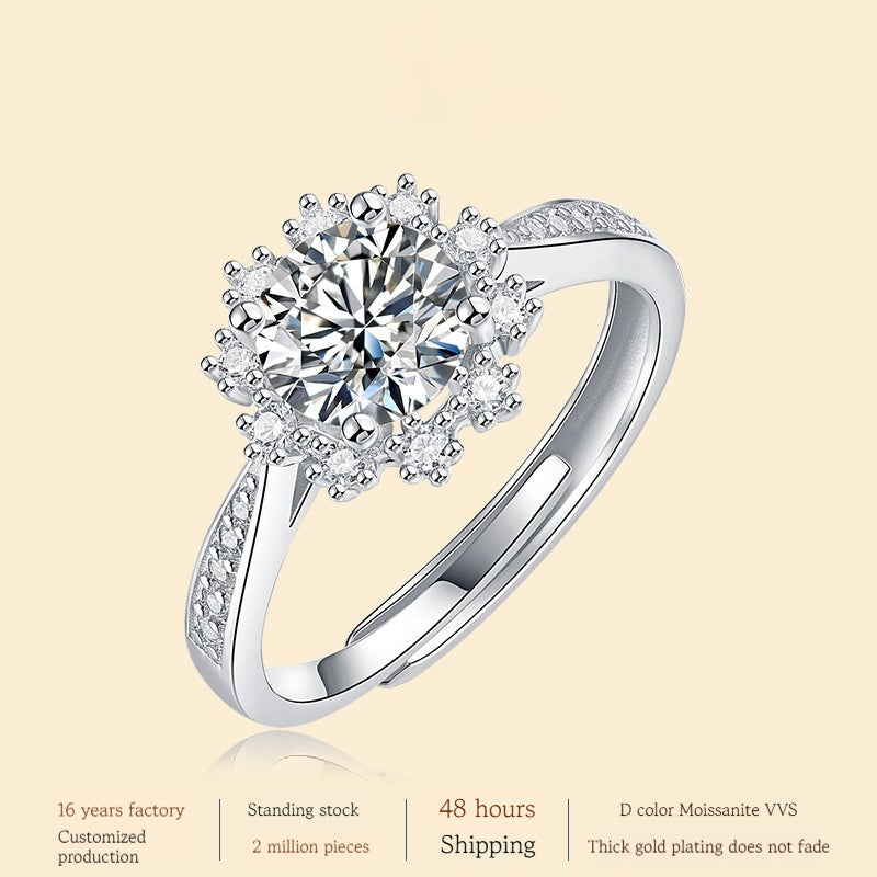 Ring S925 Silver Ice And Snow Female Ring Fashion