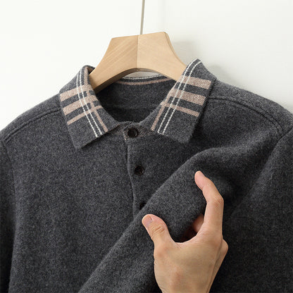 POLO Lapel Pullover Multicolor Casual Loose Cashmere Knitted Bottoming Shirt
