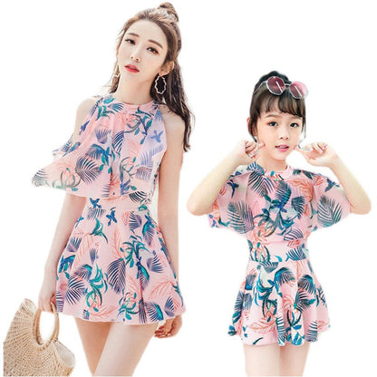 Mother And Daughter With The Same Paragraph To Cover The Belly Thin Swimsuit Set