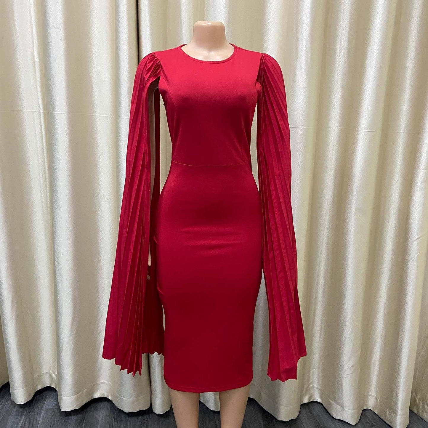 Fashion Pleated Ol Cape Plus Size Gown