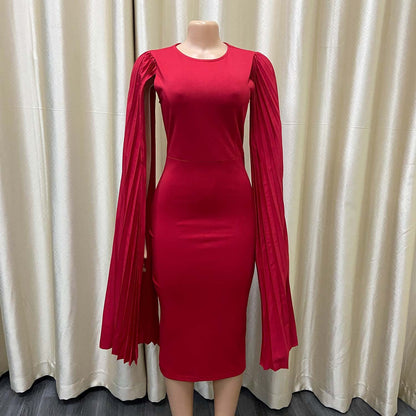 Fashion Pleated Ol Cape Plus Size Gown