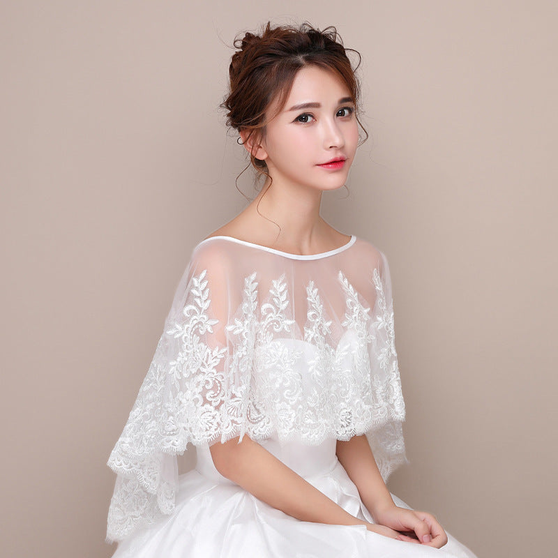 The Wedding Dress Was Thin, Covering The Meat And Covering The Arms, Lace Shawl