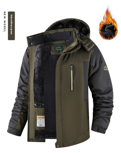 Fleece-lined Thick Jacket Men's Winter Mid-length Cotton-padded Coat