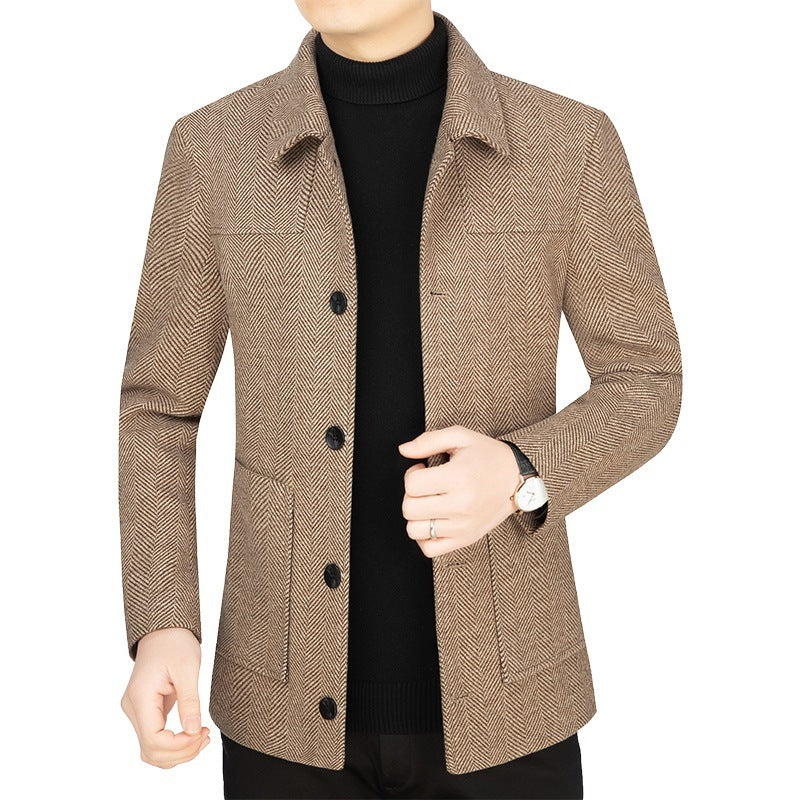 Men's Lapel Woolen Jacket Business Casual Jacket