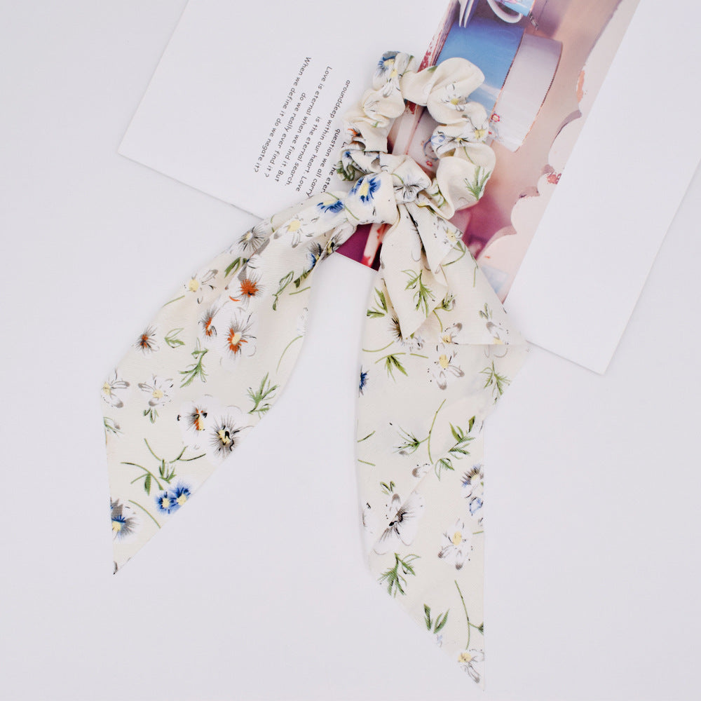 Small floral ponytail long streamer hair band