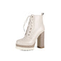 Women's Chunky Heel Waterproof Platform High Heel Boots
