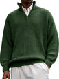 Fashion Men's Sweater Casual Long Sleeve Half Zipped Stand Collar Polo Shirt