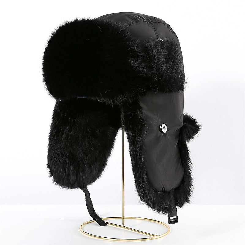 Rabbit Fur Unisex Thickened Warm Ear Protection Cold-proof Outdoor Hat