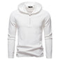 Half Zipper Design Casual Long Sleeve Solid Color Hooded T-shirt
