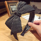 All-match Fabric Plaid Big Bow With Teeth Headband