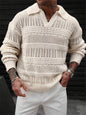 Men's Solid Color V-neck Street-like Lapel Hollow Knitwear