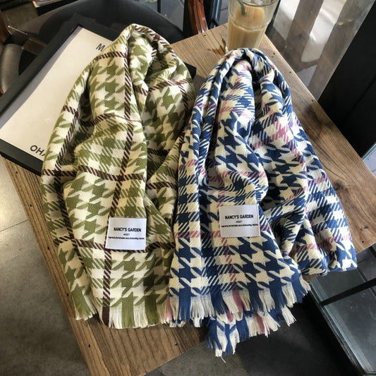 Thousand-bird Check Long Knit Scarf