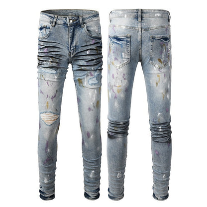 Ripped Jeans Men's Slim Fit Light Blue
