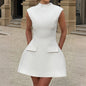 New Women's Elegant Fashion Solid Color Short Dress