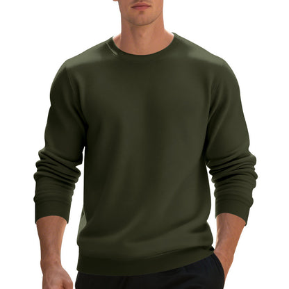 Fleece-lined Crew Neck Sweater Male Loose Casual Top