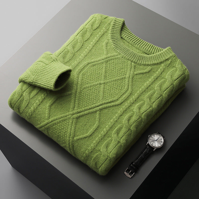 Men's Pullover Twist Round Neck Base Knitwear Loose-fitting Oversized Sweater