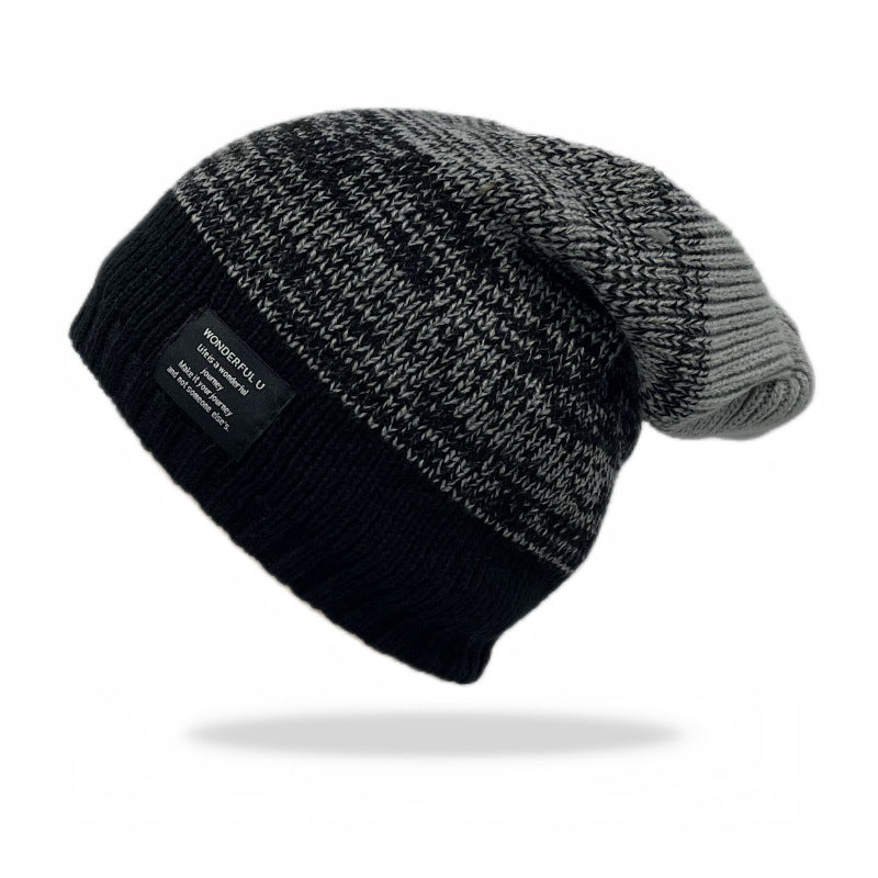 Mixed Color Plus Fluff Knitted Hat Unisex