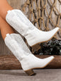 High Heel White Western Cowboy Knight Boots