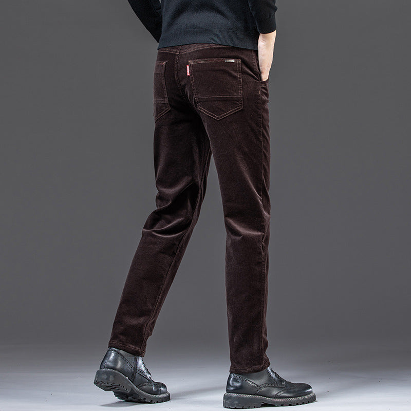 Straight Slim-Fit Corduroy Keep Warm Outerwear Corduroy Trousers