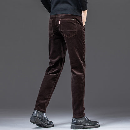 Straight Slim-Fit Corduroy Keep Warm Outerwear Corduroy Trousers