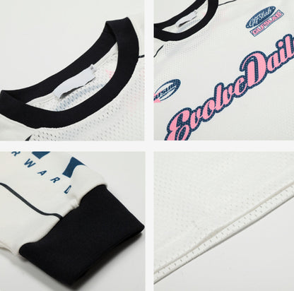 Letter Printed Mesh Breathable T-shirt For Men