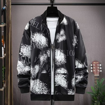 Men's Camouflage Coat Men's Zipped Stand Collar Sweater Jacket Long Sleeve Thin Coat