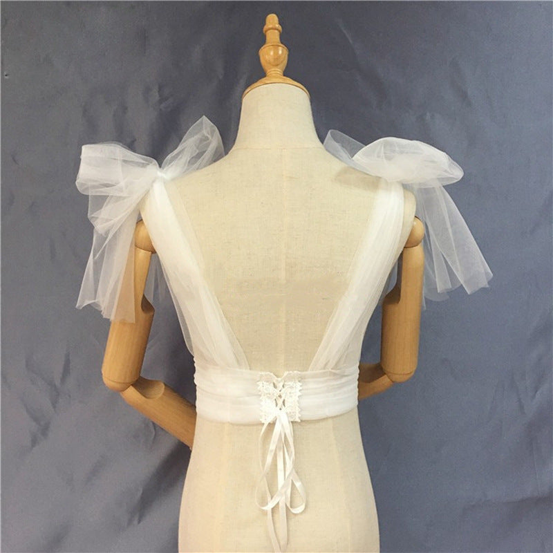 Mesh Bow Outer Wear Waist-tight Shawl Dress All-matching Accessories Small Top