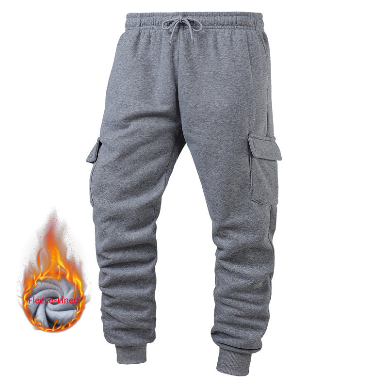 Warm Thick Trousers Sweatpants Men's Thicken Ankle-tied