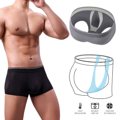 Scrotal Support Men's Underpants U Convex Anti-moving Ice Silk Boxer