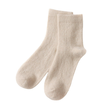 Mid-High Tube Pure Color Cashmere Socks Unisex Maternity Socks Winter Cold Thick Socks Warm