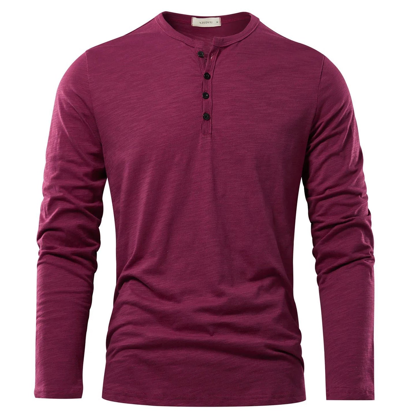 Men's Solid Color Casual Cotton Long-sleeved Top