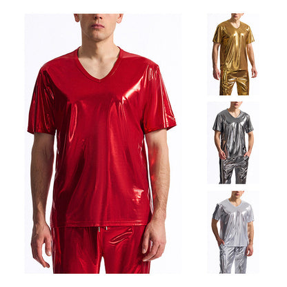 Men's Bright Surface Bronzing Disco Suit Model