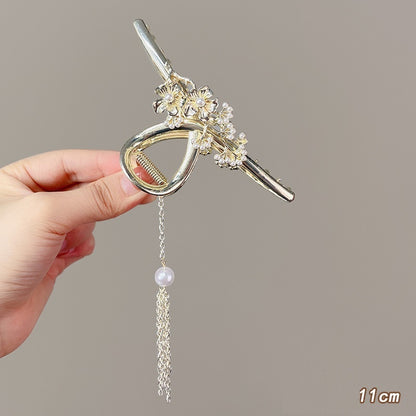 Antique Tassel Large Pearl Clip Metal Hairpin