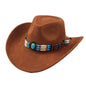 Western Cowboy Wide Brim Faux Fur Top Punk Horse Riding Hat