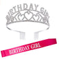 Flash Diamond Birthday Crown Party Decoration Headband Prom Headwear Set