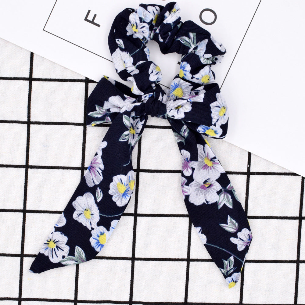 Small floral ponytail long streamer hair band