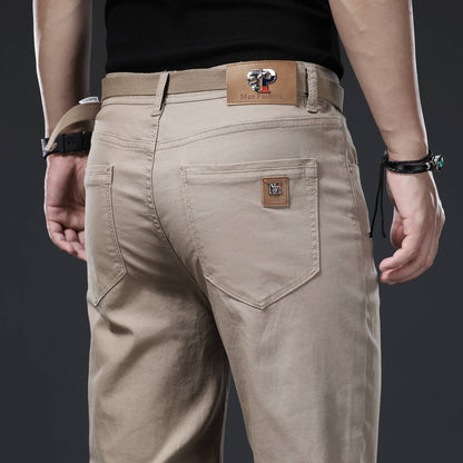 Straight Spring And Autumn Versatile Simple Loose Elastic Spring Men's Casual Pants