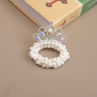 Children's Crown Tiara Princess New Pearl Flower Hair Ring