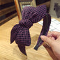 All-match Fabric Plaid Big Bow With Teeth Headband