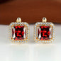 Platinum Super Square Full Diamond Large Zircon Stud Earrings