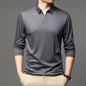 Men's Solid Color Shirt Casual Cotton Lapel Long Sleeve Top