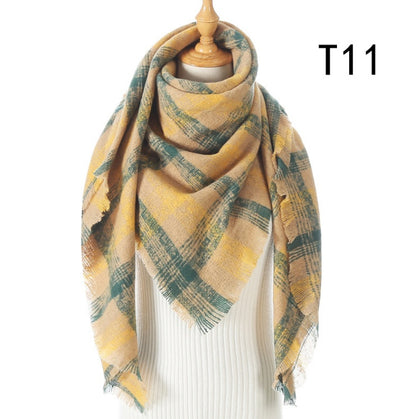 Women's Cashmere Plaid All-match Thick Warm Scarf