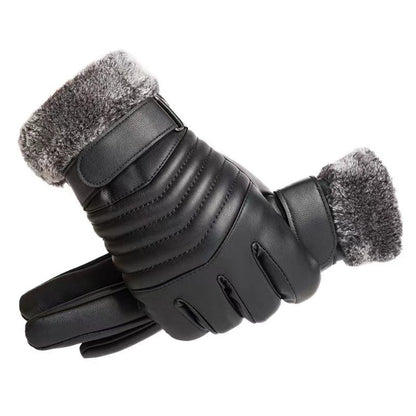 Winter Men's Fleece-lined Thick Windproof Gloves