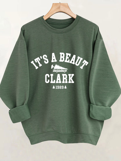 Casual Long Sleeve Round Neck Letter Print Pullover Sweater