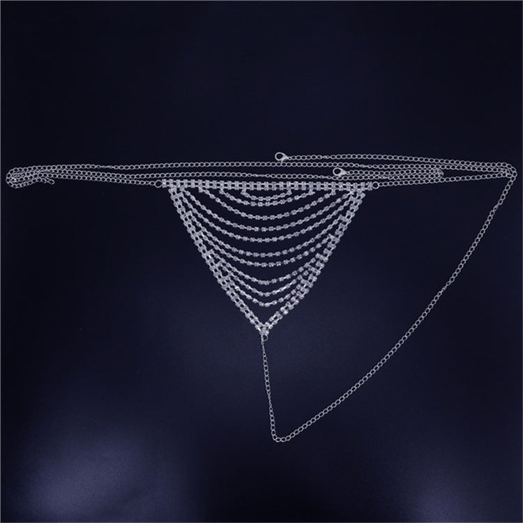 Fashion Multi-layer Tassel Rhinestone Underwear Body Suit Chain Nightclub Stage Costume Accessories