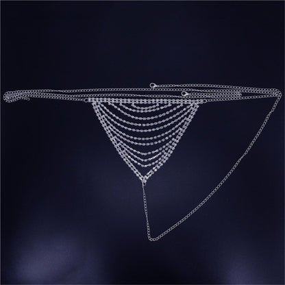 Fashion Multi-layer Tassel Rhinestone Underwear Body Suit Chain Nightclub Stage Costume Accessories