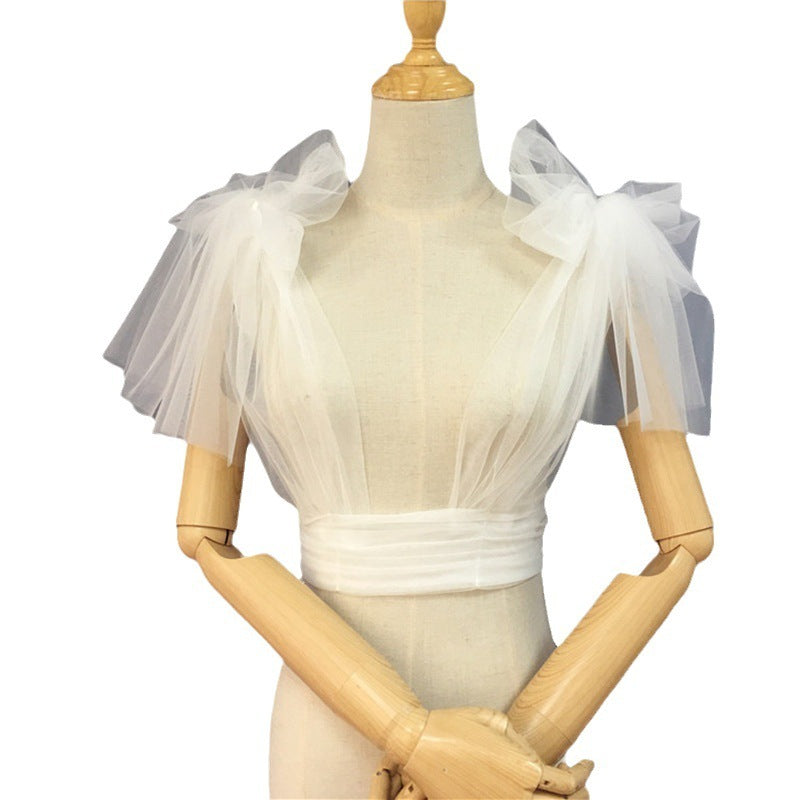 Mesh Bow Outer Wear Waist-tight Shawl Dress All-matching Accessories Small Top