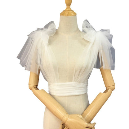 Mesh Bow Outer Wear Waist-tight Shawl Dress All-matching Accessories Small Top